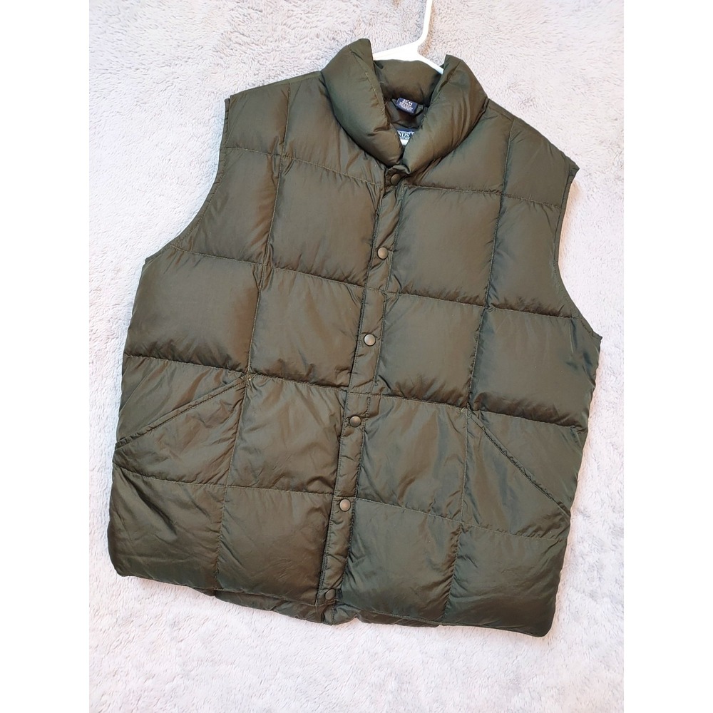 Lands End Vest Mens Large Down Puffer Jacket Quilted Insulated Pockets Green L - Picture 1 of 9